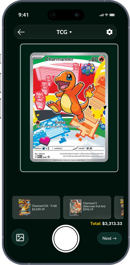 Collectr scanning a Charmander card